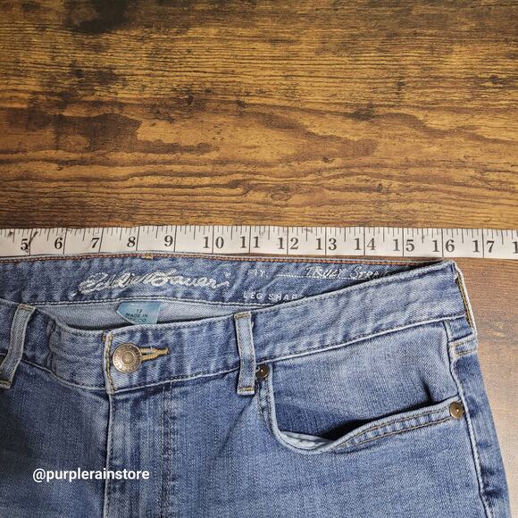 Eddie Bauer Jeans 12 Truly Straight Mid Rise Medium Light Wash Stretch Denim - Picture 5 of 11